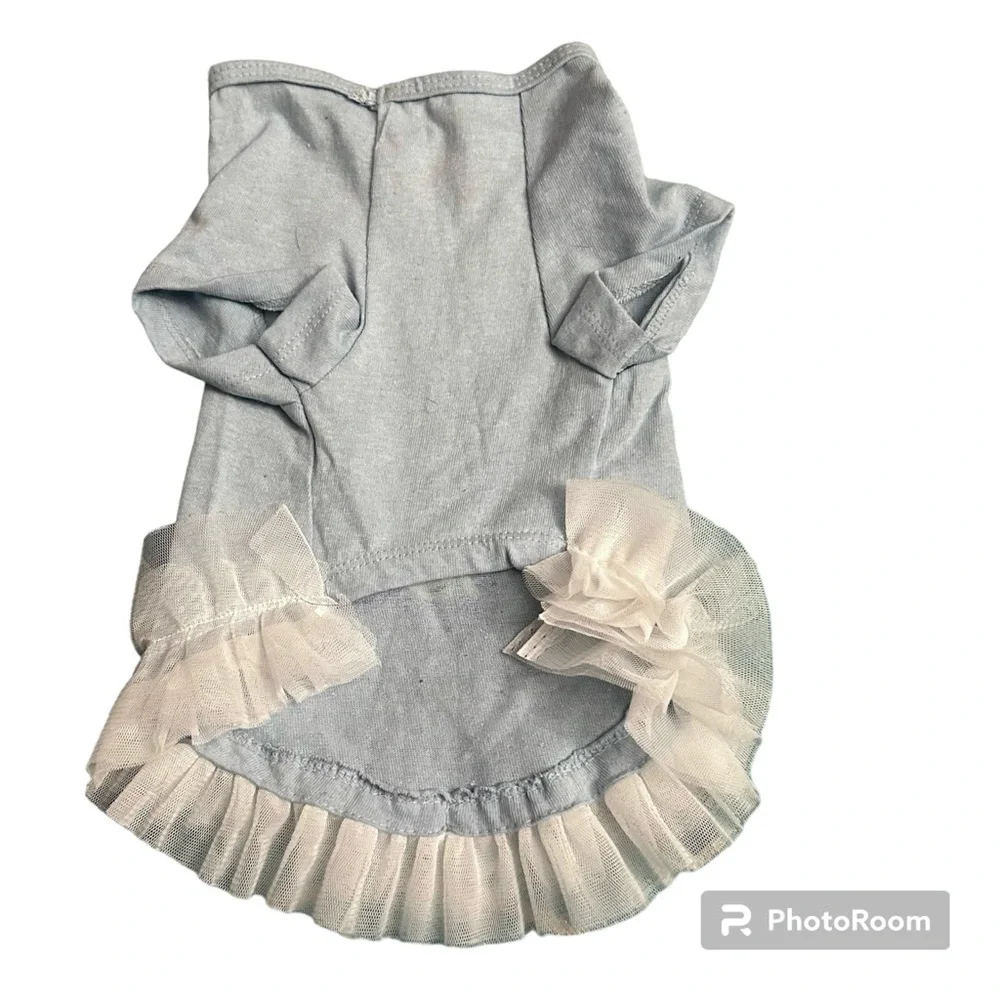 Queen Bee Light Blue Dog Puppy TShirt Dress with Tutu - Size Medium